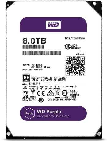 Жесткий диск WD Original SATA-III 8Tb WD81PURZ Purple (5400rpm) 256Mb 3.5"
