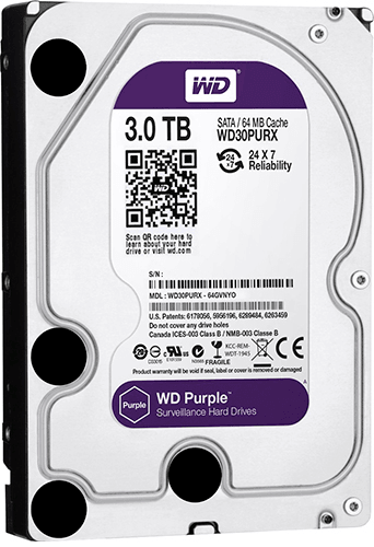 Жесткий диск WD Original SATA-III 3Tb WD30PURZ Video Purple (5400rpm) 64Mb 3.5"