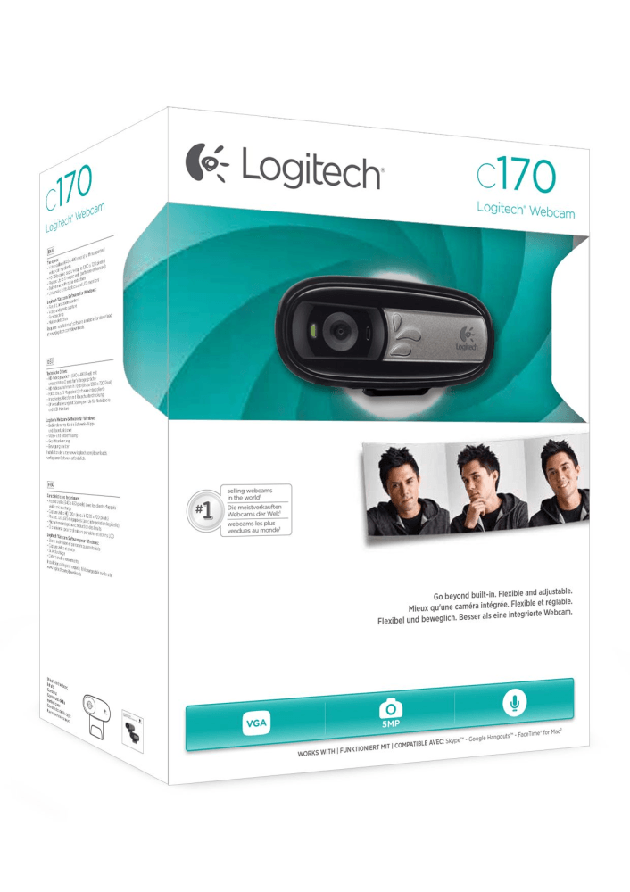 Logitech Webcam C170, USB 2.0, 640*480, 5Mpix foto, Mic, Black