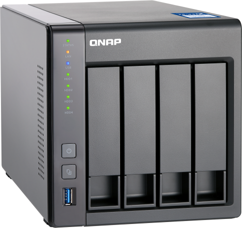SMB QNAP TS-431X-2G NAS, 4 Hot-Swap tray w/o HDD. Dualcore CPU AL-212 1.7GHz, 2GB DDR3 (up to 8GB), 1x10G SFP+ LAN, 2xGbE, 3xUSB 3.0