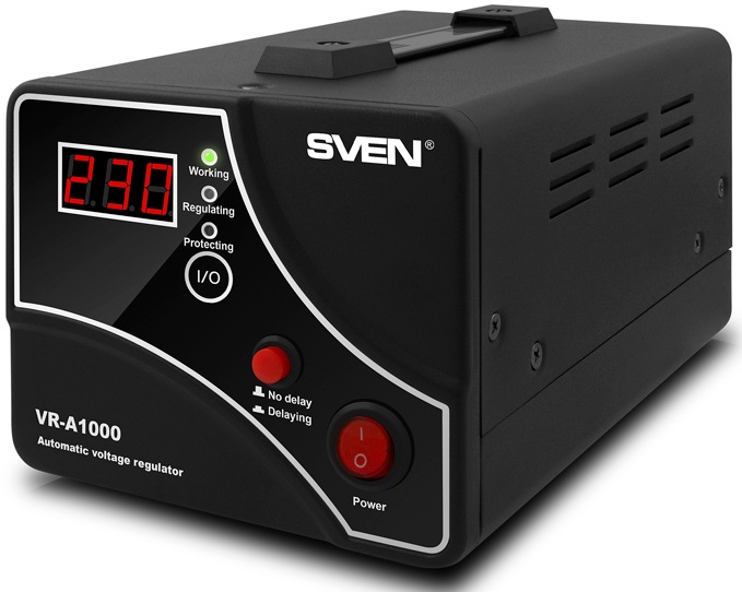 Stabilizer SVEN VR-A1000, Relay, 1000VA, 600W, 140-275v, 1 euro outlet, black, 230 ? 130 ? 140mm, 2.9kg.