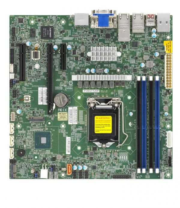 Плата материнская SuperMicro MotherBoard X12SCZ-TLN4F,Micro ATX,Comet Lake PCH W480,LGA1200,1 PCI