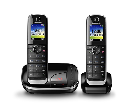 Беспроводной телефон  DECT Panasonic/ цветной, АОН, черный, автоответчик, две трубки