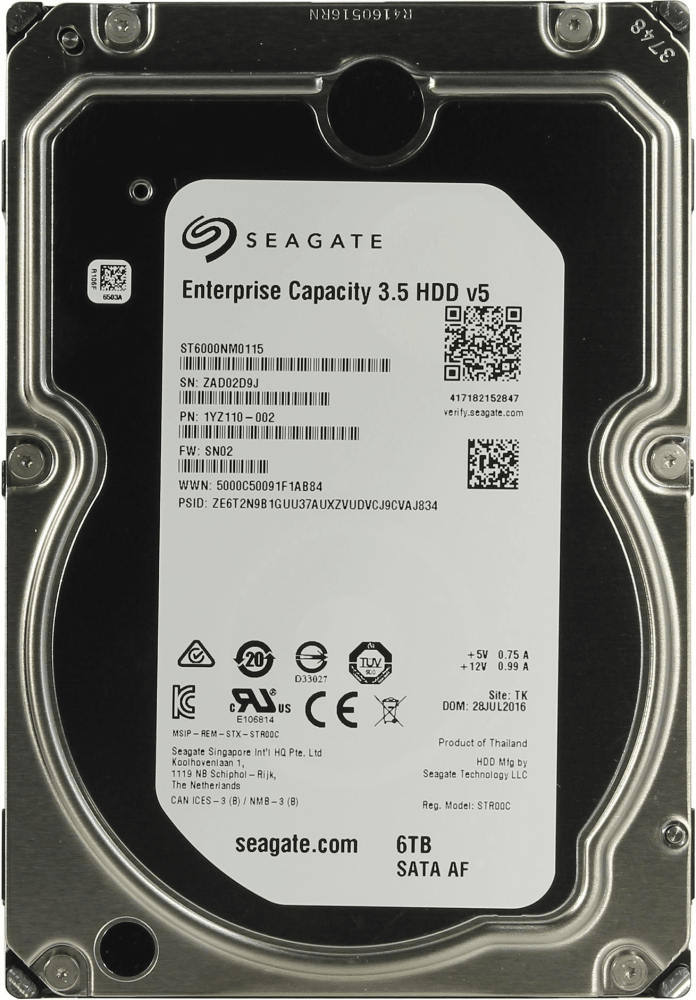 Накопитель на жестком магнитном диске Seagate Жесткий диск Exos 7E8 HDD 6TB Seagate 512E ST6000NM0115 3.5" SATA 6Gb/s 256Mb 7200rpm