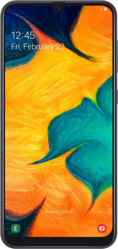 Смартфон Samsung Galaxy A30 64Gb,черный (6.4"/2340x1080/4Gb/64Gb/2Sim/microSD 512Gb/3G/4G/NFC/Android)
