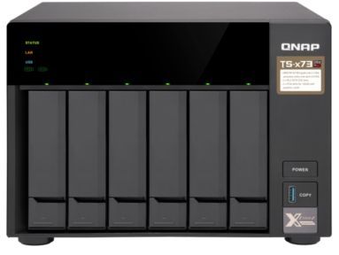 channel QNAP TS-673-4G NAS, 6-tray w/o HDD, 2xM.2 SSD Slot. Quad-сore AMD quad-core 2.1 GHz up to 3.4 GHz , 4GB DDR4 (2 x 2GB) up to 64GB (4 x 16GB), 4x Gigabit LAN