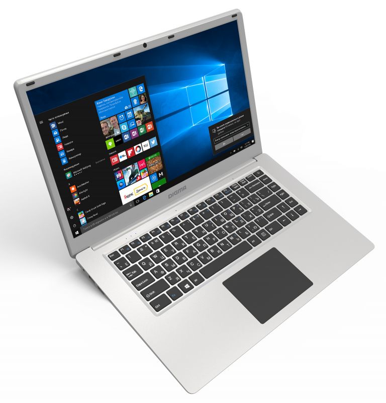 Ноутбук Digma EVE 604 Atom X5 Z8350/2Gb/SSD32Gb+32Gb/Intel HD Graphics 400/15.6"/IPS/FHD (1920x1080)/Windows 10 Home Multi Language 64/silver/WiFi/BT/Cam/10000mAh