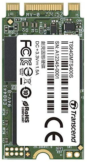 Флеш-накопитель Transcend Твердотельный накопитель SSD Transcend 64GB, M.2 2242 SSD, SATA3 B+M Key, MLC