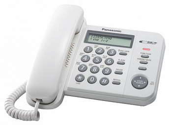 Проводной телефон Panasonic/ 16-значный ЖКД, АОН, белый