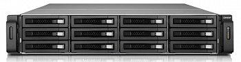 SMB QNAP TS-EC1280U-E3-4GE-R2 NAS, 12-tray w/o HDD, ECC-ram, 2x10GbE (SFP+), rackmount, 2xPSU, Xeon E3-1246 v3 3.5 GHz, 4GB DDR3 ECC RAM. W/o rail kit RAIL-A03-57
