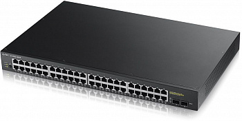 ZYXEL GS1900-48HP, Smart L2 PoE + Switch rack 19 ", 48xGE (24xPoE +), 2xSFP, PoE budget 170 W