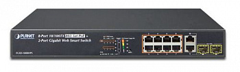 PLANET 8-Port 10/100TX 802.3at High Power POE +  2-Port Gigabit TP/SFP Combo Managed Ethernet Switch (120W)