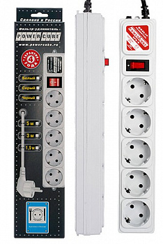 Surge protector Power Cube B 1.9 m 5 outlets (gray) 10A / 2.2kW