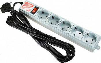 Surge protector Power Cube B 5.0 m 5 outlets (gray) 10A / 2.2kW